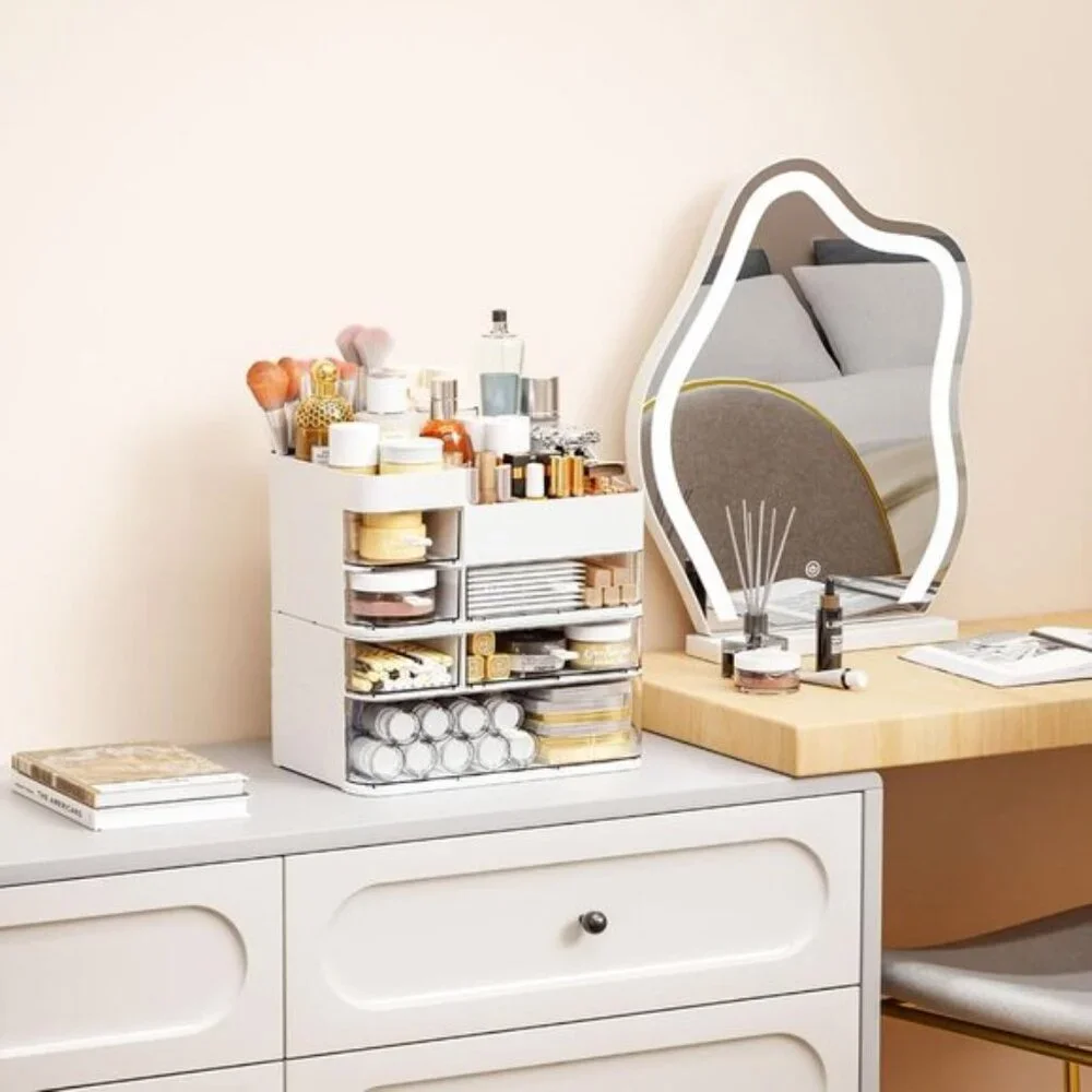New Makeup Organizer for Vanity, Large 6-Drawer Plastic Cosmetic Storage - White